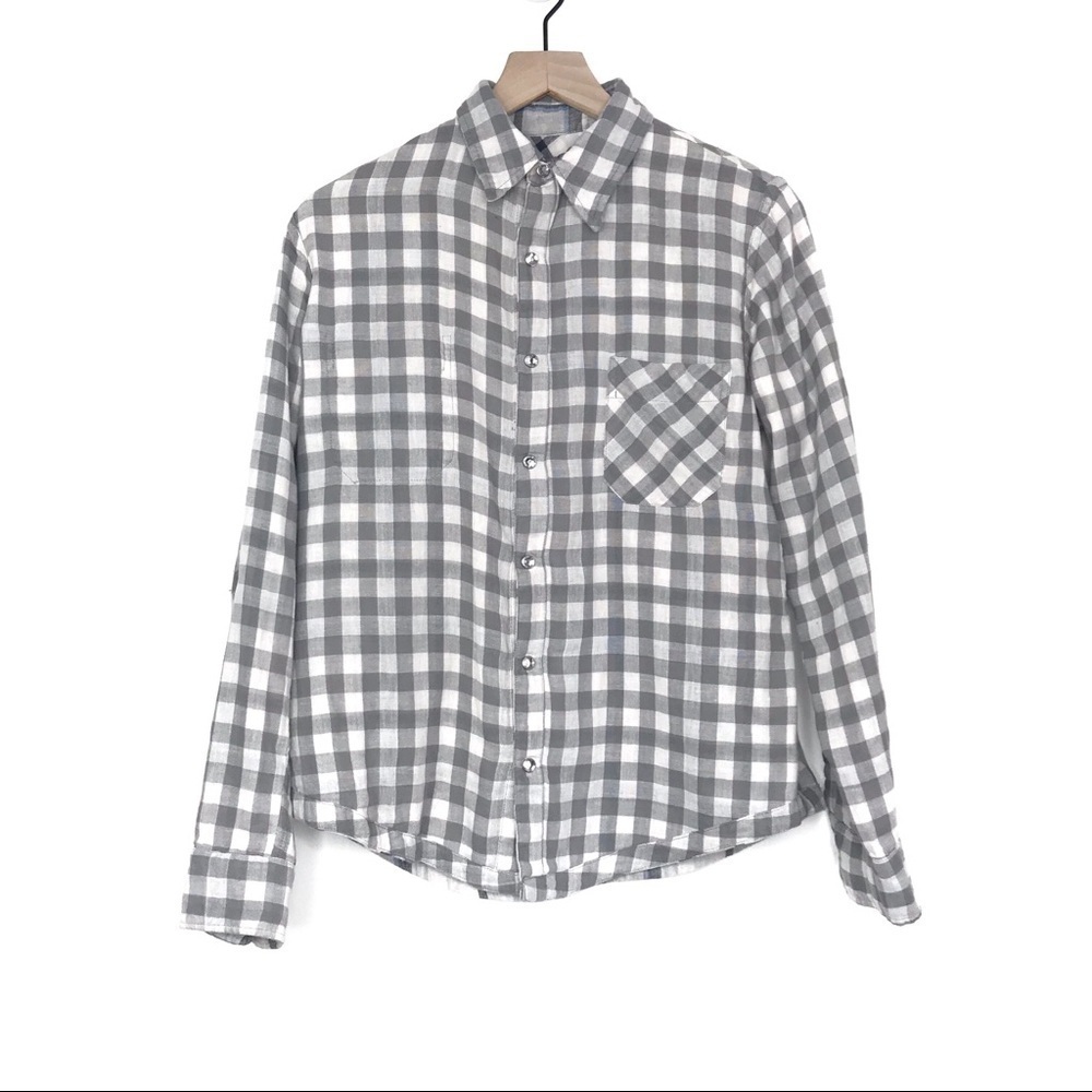 AMERICAN COLORS Reversible Plaid Gingham Button Up XS - Picture 3 of 12